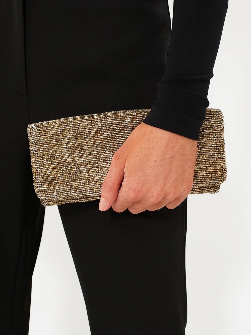 $98 Tiana Designs Beaded Gold Evening Clutch - Elegant Women Bag
